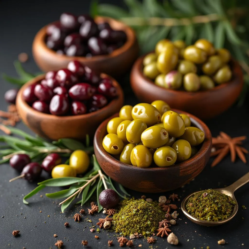 Variedad de aceitunas gourmet
